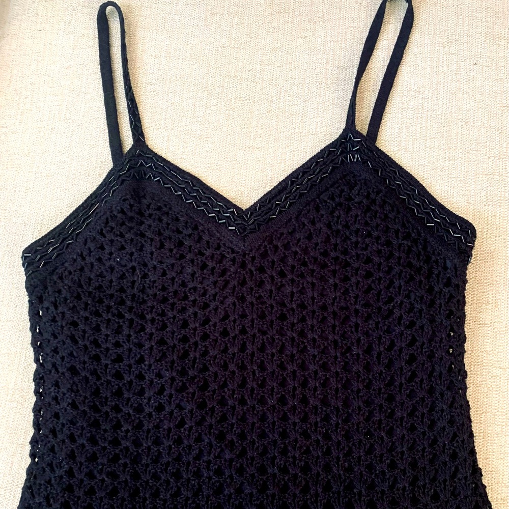Crocheted black beaded elegant or casual top